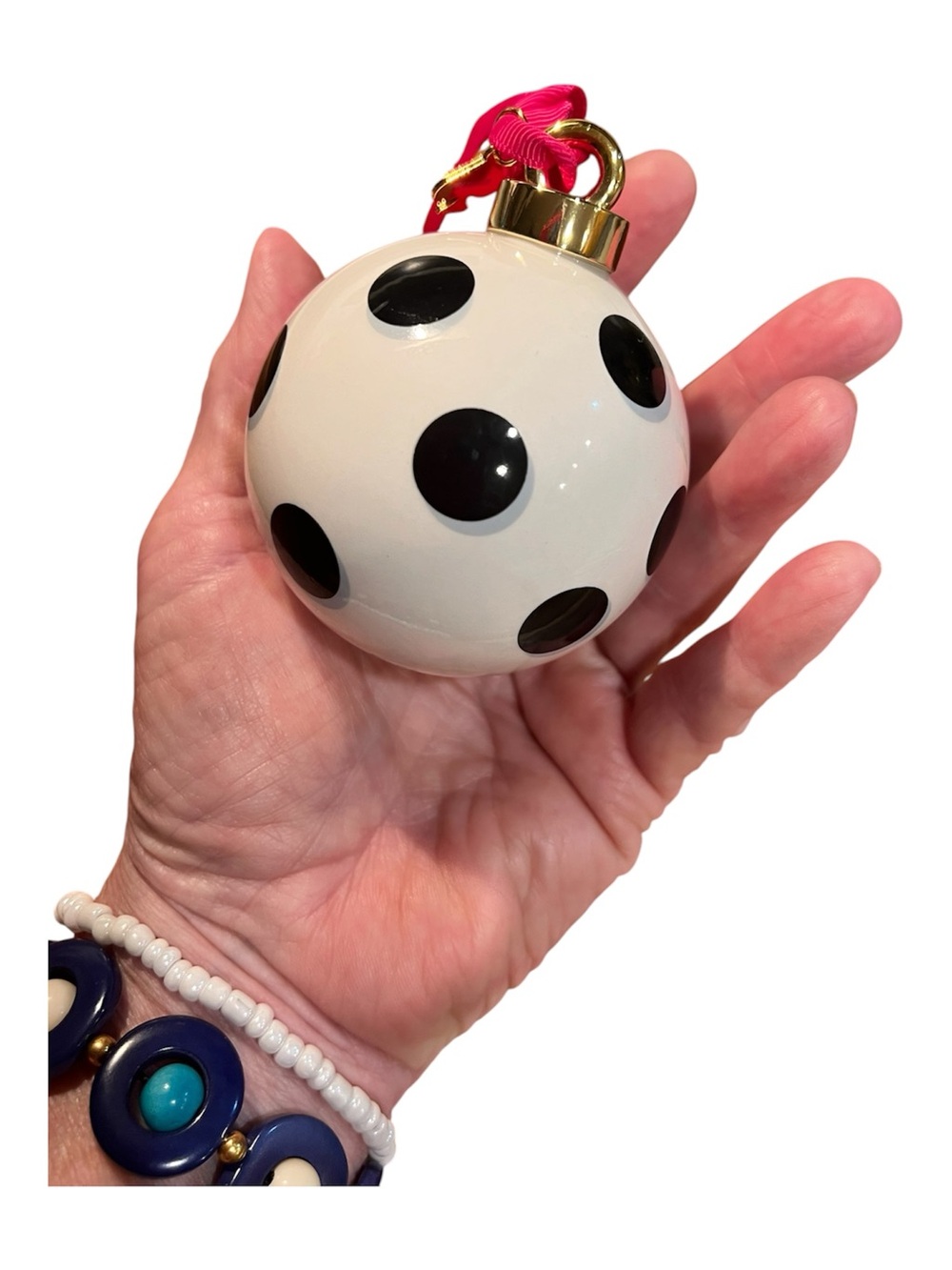 Kate Spade New York Lenox Porcelain Polka Dot Ball Christmas Ornament Gold Spade